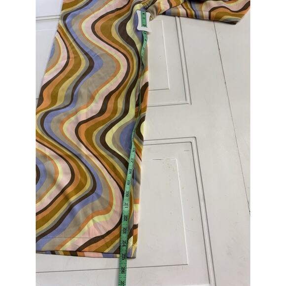 Urban Outfitters Olympia Printed S Pants Wide-Leg Multicolor Swirl Retro Groovy - Picture 3 of 7